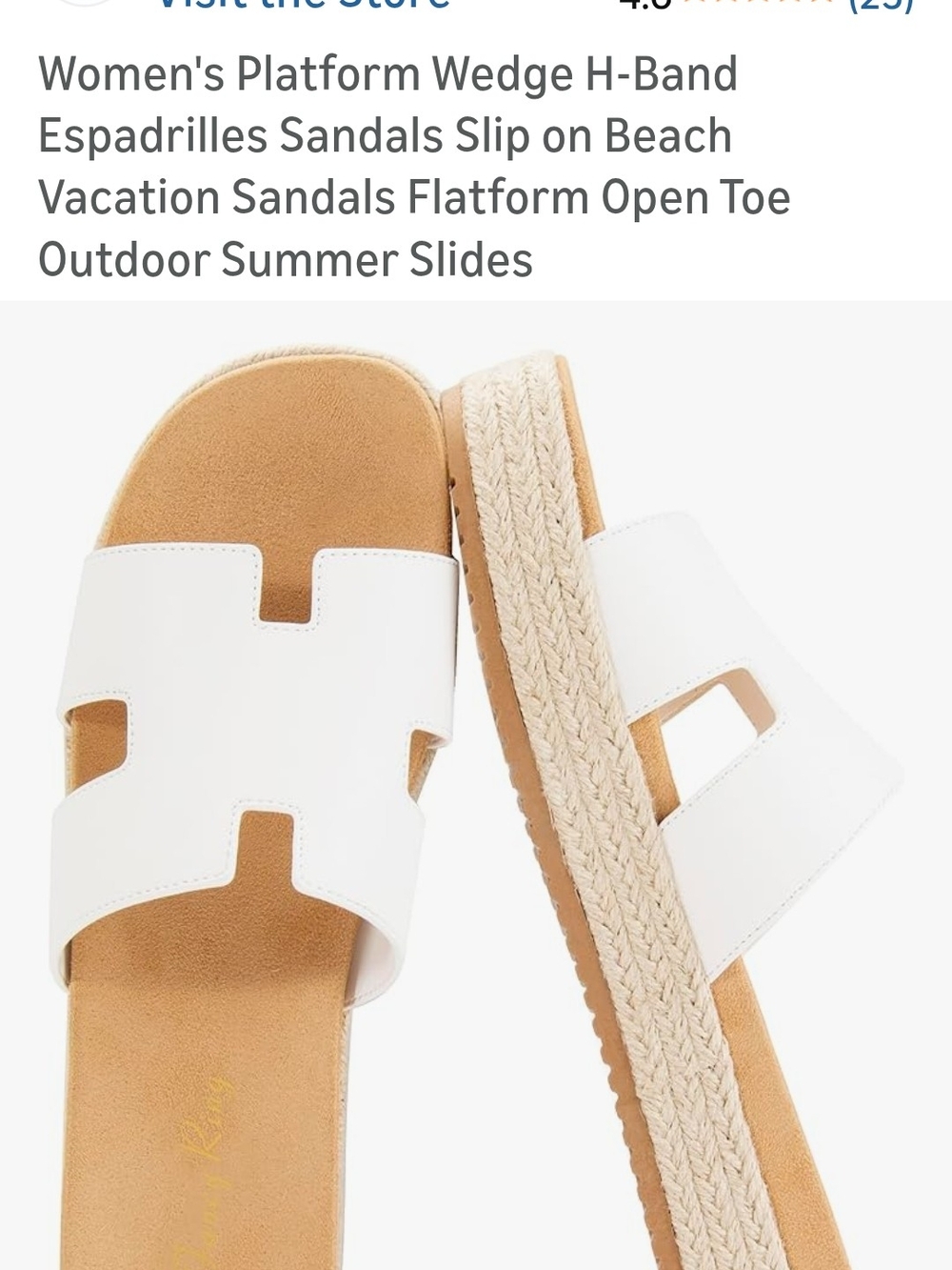 Fancy Ring Women’s White Espadrille H-Band Platform Sandals